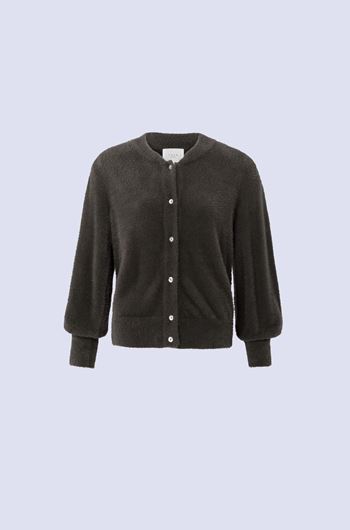 Image de Fluffy Cardigan with Round Neck and Long Puff Sleeves