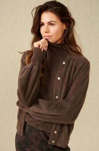 Picture of Fluffy Cardigan with Round Neck and Long Puff Sleeves