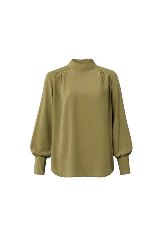 Image sur Top with Nigh Neck Long Puffed Sleeves
